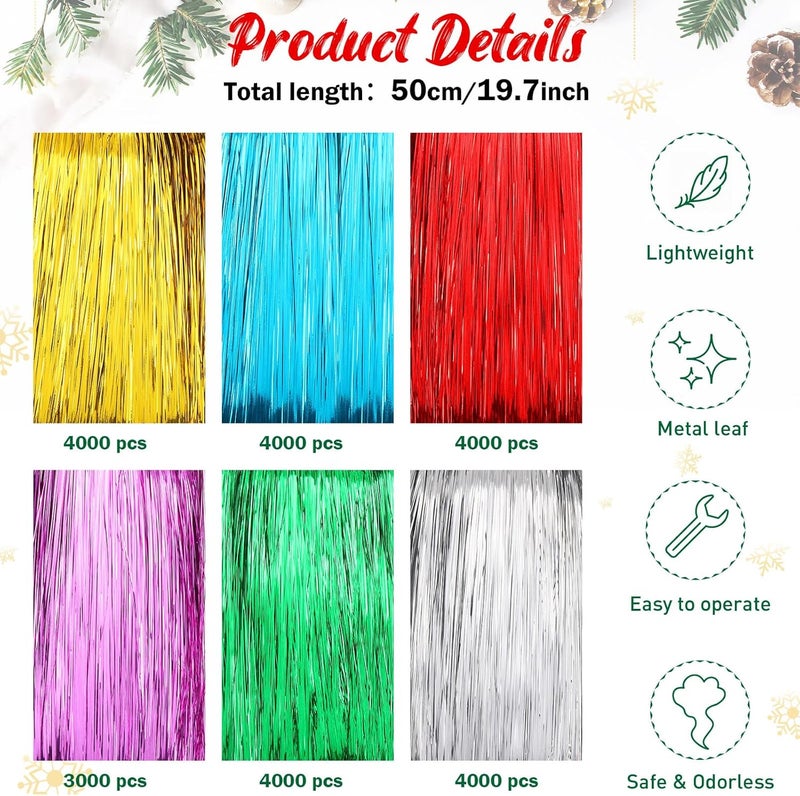 Lyrow Store 40000 Strands Tinsel Icicles 19.7 inch Christmas Tree Tinsel Foil Fringe Hanging Winter Home Decorations for Xmas Tree Holiday Decor Birthday Wedding Anniversary Party Supplies(Multicolor) - Image 2
